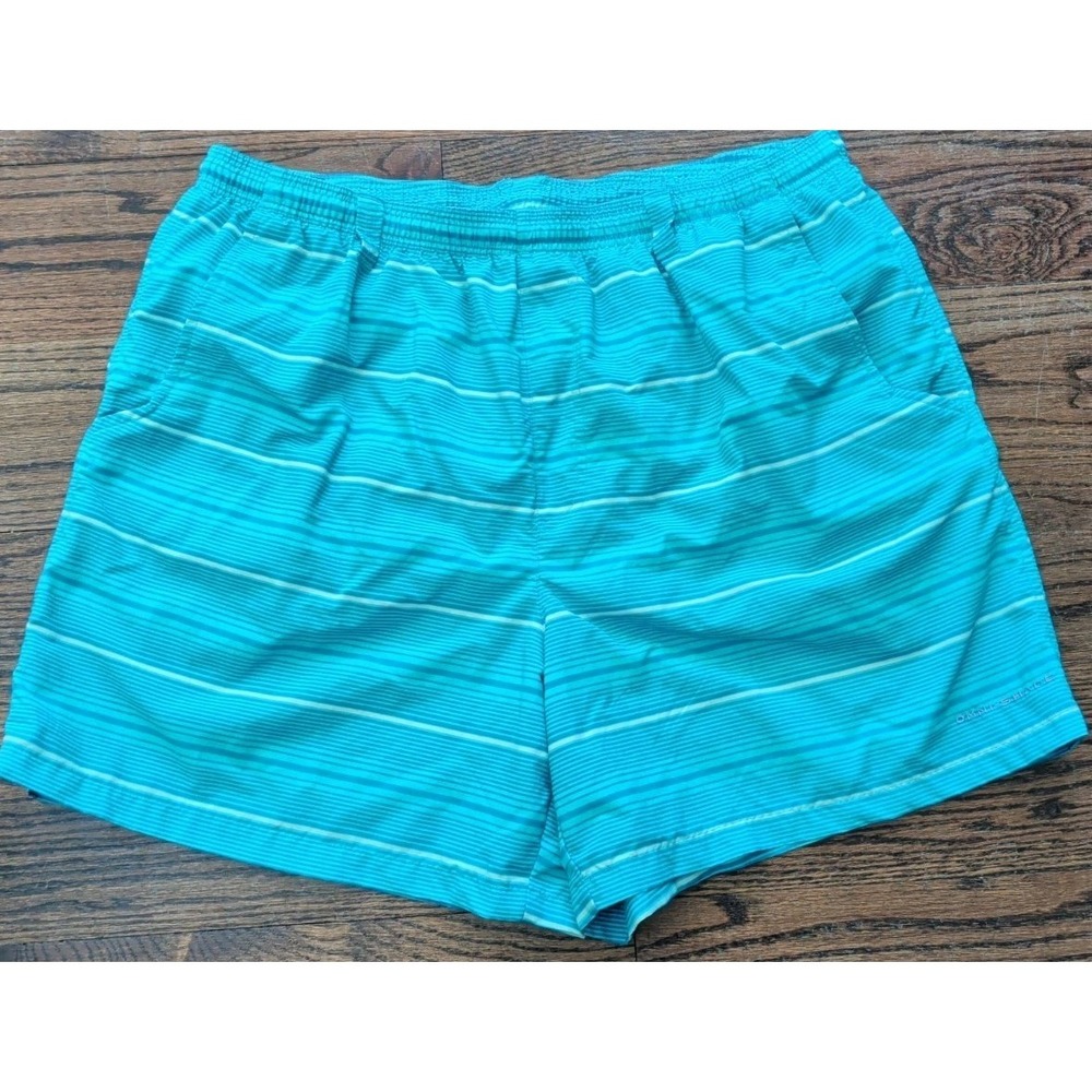 Columbia PFG Super Backcast Swim Shorts Trunks Blue Stripe UPF 50+ Sz XL Fishing